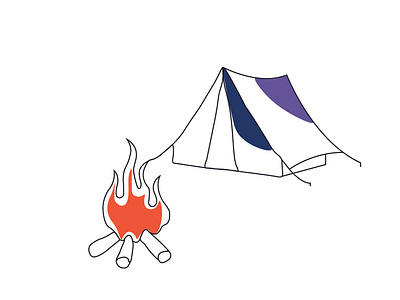 Campfire color design illustration line art vector
