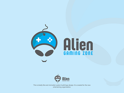 Gaming Logo "Alien Gaming Zone" creative logo flat logo gaming logo graphic design logo logo design minimal minimal logo minimalist logo