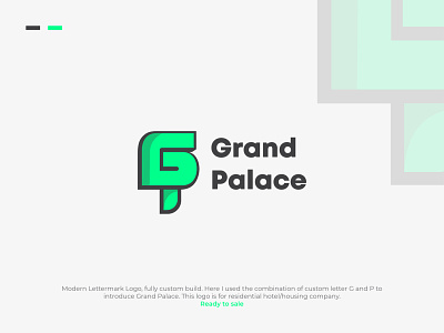 Grand Palace - Modern lettermark logo custom logo graphic design housing company lettermark logo logo logo design minimal logo minimalist logo modern logo residential hotelhousing company