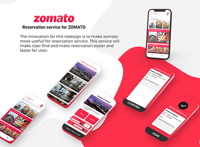 ZOMATO Reservation Service branding graphic design ui