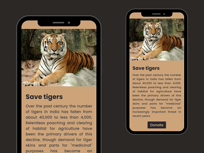 Crowdfunding campaign 032 app crowdfunding campaign dailyui design donation figma poppins save tiger tiger ui userinterface