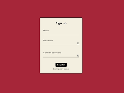 Sign up app design poppins red register sign up ui userinterface