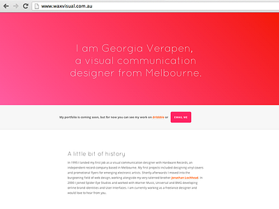 Waxvisual gradient personal pink portfolio ui website