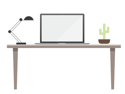 Desk cactus desk illustration lamp vector