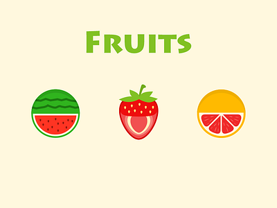 Fruits flat fruits green gui orange red strawberry ui watermleon