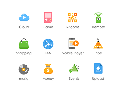 Redesign the icon of the app app bag cloud game icon money music net ui