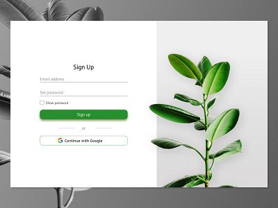 Sign Up Daily Challenge black challenge daily dailyuichallenge figma form plants web