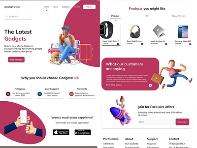 GadgetsHub home page animation ui
