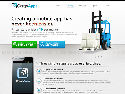 Freight Mobile Apps Site apps blue green light logistics menu mobile sign up sign up button ui web webdesign white