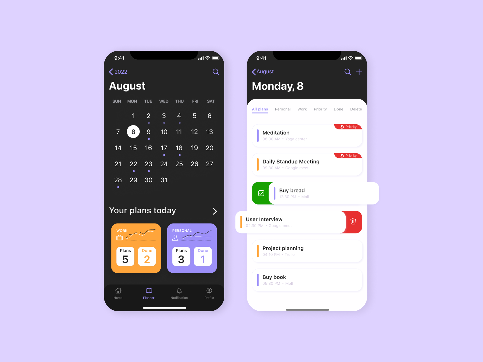 Calendar & Planner App by Leya L for CXDojo on Dribbble