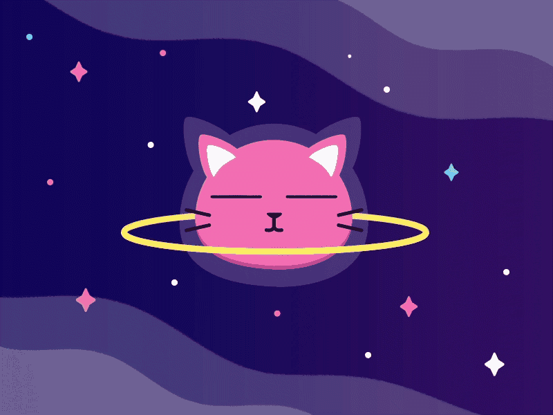 Planet Kitty 2d after effects animation cat gif illustration loop space