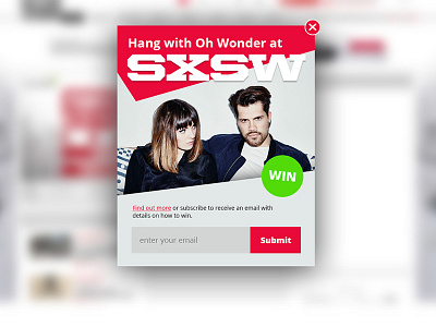 Oh Wonder Pop Up Overlay SXSW contest form modal overlay pop up ui design visual design