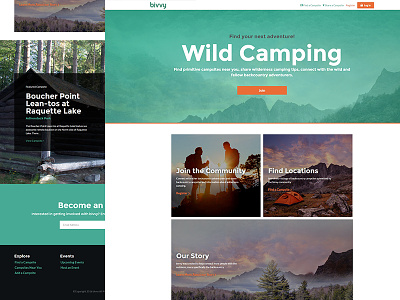 Bivvy Landing Page camping outdoors web design