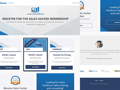 Sales Hacker Learning Platform for Skaled x Sales Hacker e learning sales startup web design