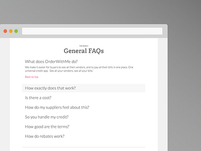 FAQ Section clean faq mock simple text type