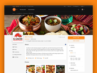 Table booking website - restaurant page table booking website