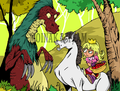 Dragon & the Princess book illustration cartoon childrens book comic illustration design digital illustration dragon fairytales fantasy character fantasy illustration funny illustration illustration princess