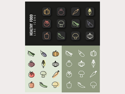 Healthy food line icons app design icon illustration vector