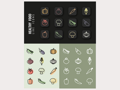 Healthy food line icons