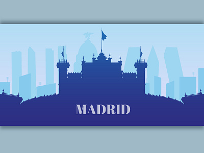 Фон-силуэт с достопримечательностями Мадрида (Испания) app design graphic design illustration vector