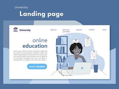 Первая страница сайта университета, онлайн обучение. app graphic design illustration ui vector