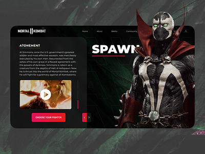 Landing Page - Spawn(Mortal Kombat) / 001 antihero character dailyui design figma hero kharkiv mortalkombat spawn superhero task test ui uiux uiuxdesign ukraine ux webdesign