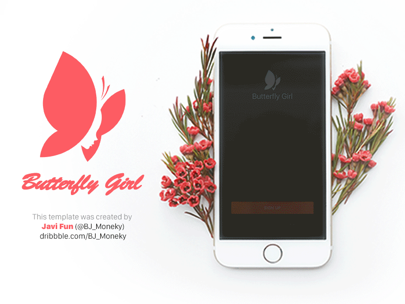 Butterfly Girl Iphone6 Mockup MOV app kit ui