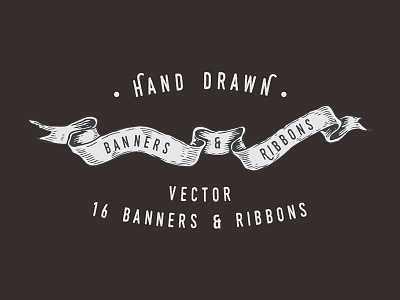 Hand Drawn Banners & Ribbons badge banner design drawing hand draw lettering logo ribbon sketch vintage