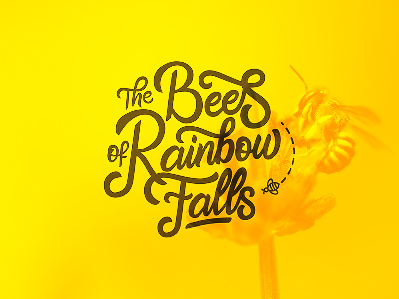 Logo for "The Bees of Rainbow Falls" logo design branding logo calligraphy type design font drawing typography lettering hand lettering