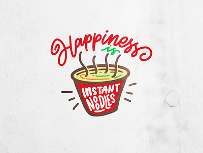 Happiness is instant noodle calligraphy doodle drawing font foot hand lettering illustration lettering logo noodle noodles tees tshirt type design typedesign typography