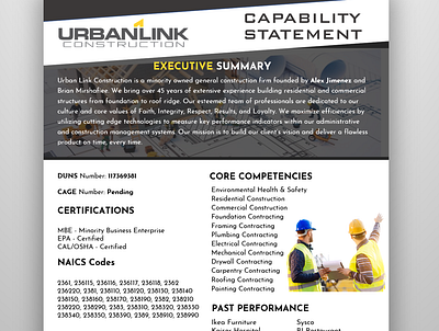 Capability Statement for URBANLINK branding graphic design