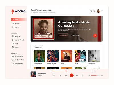 Winamp Redesign music ui design