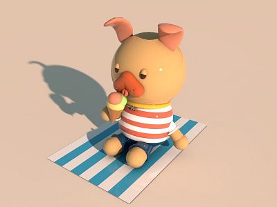 Summer chill 3d character cinema 4d dog ice cream lazy summer