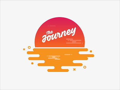 The Journey illustrator stylised sunset type vector water