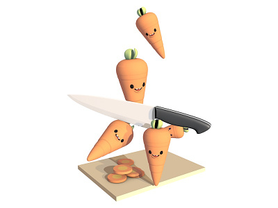 Chop chop 3d carrots character design cinema4d design illustrations knife