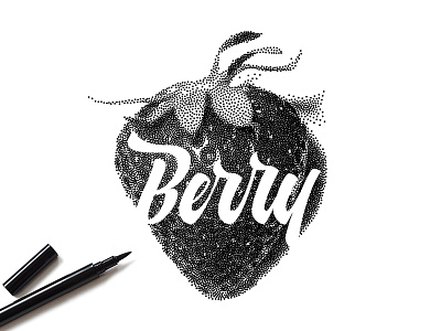 Berry adobe illustrator berry illustration stipple strawberry typography