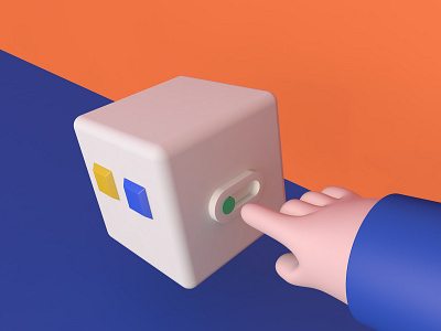 Button Attraction 3d c4d cute hand