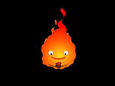 Calcifer- the powerful fire demon :D abstract calcifer character design fire flames flat ghibli icon illustration minimal movie
