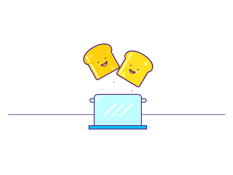 Breakfast ready..!! animation bread breakfast food fun icon illustration line art loading minimal render toaster