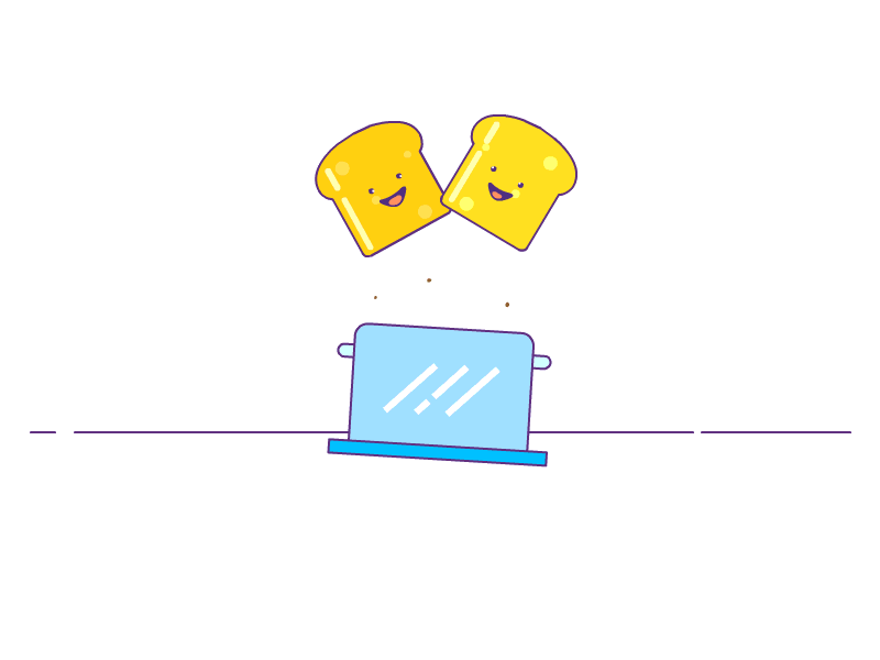 Just another breakfast for you! animation bread breakfast food fun icon illustration line art loading minimal render toaster