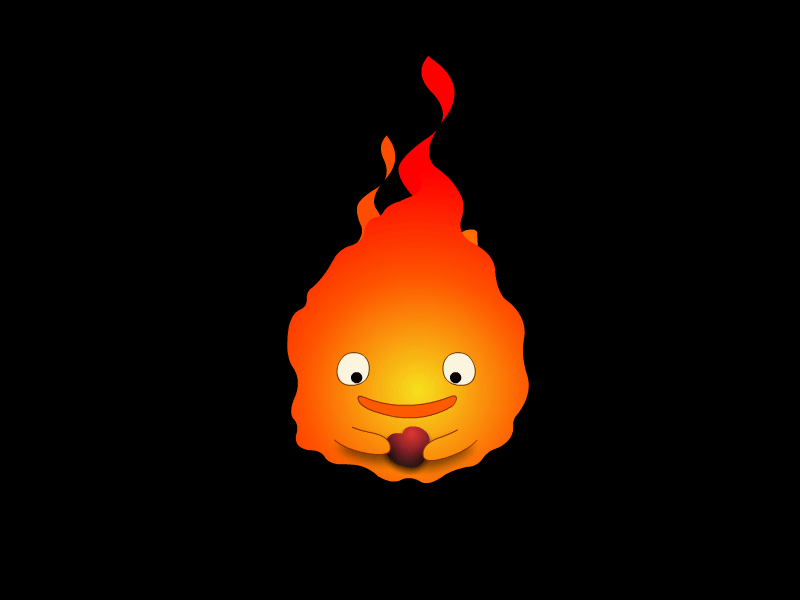 Calcifer is back calcifer dark fire flat gif howls moving castle illustration light minimal shadow smooth sticker