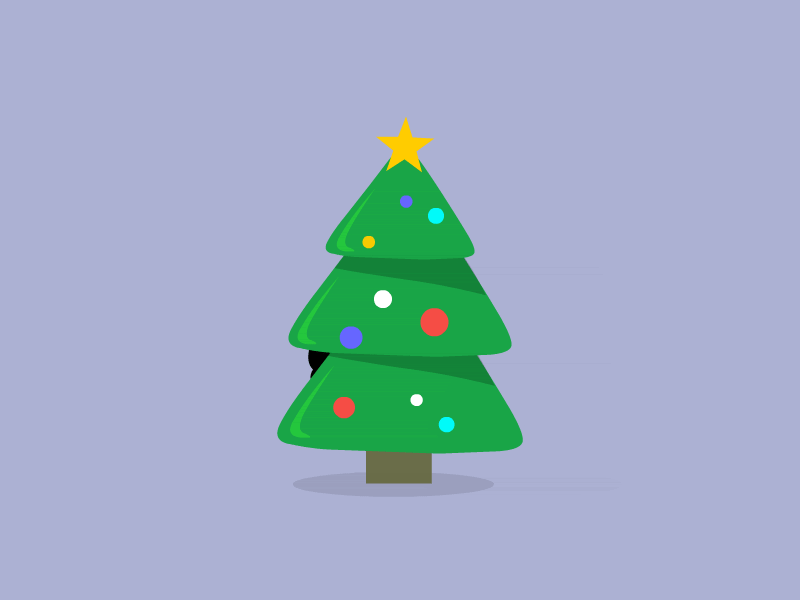 Because christmas tree...incomplete without your cat ^_^ 2016 2017 cat christmas flat illustration kitty minimal new year stars xmas xmas tree