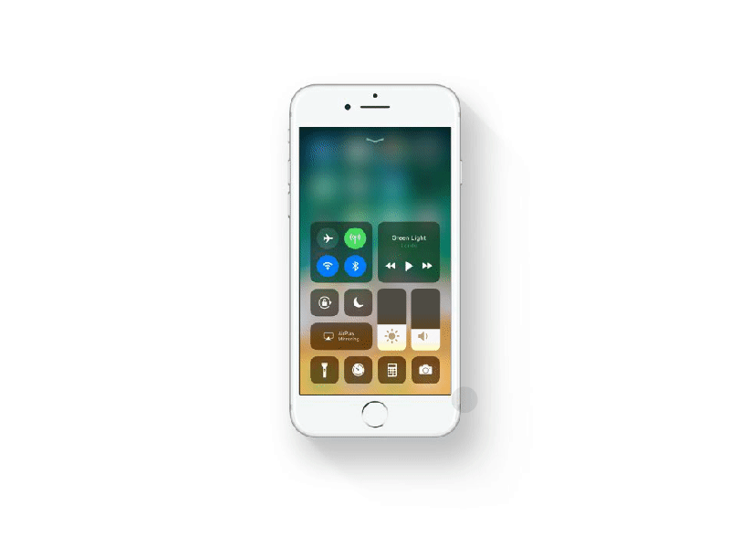 iOS 11 Control Centre apple blur control center deference interface ios 11 iphone mockup slider ux volume