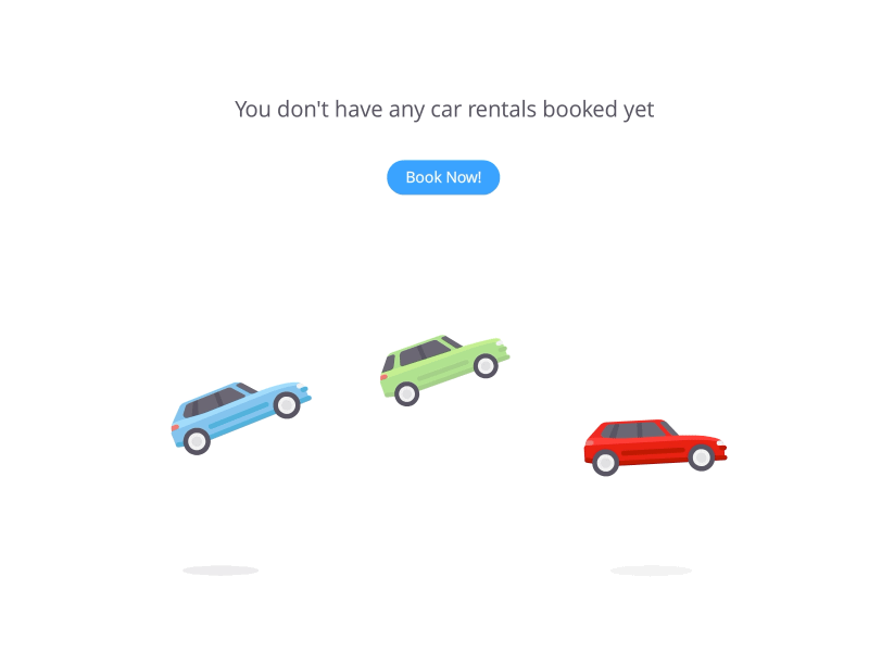 Car rental placeholder screen animation booking cars design flat illustration interaction minimal subtle ux