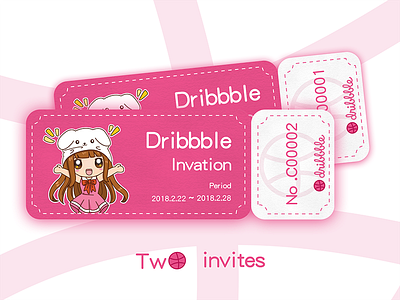 2 Dribbble Invites 2 ball dribbble graphic illustrator invitation invite invites ticket tickets