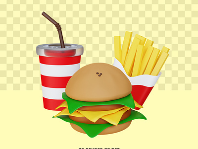 3D Rendering Fast Food illustration Object