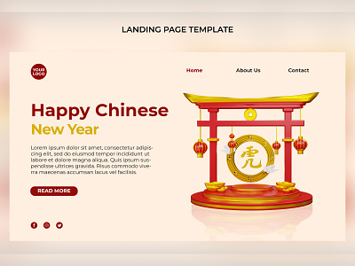3d chinese new year landing page template 3d 3d render banner blender design graphic design illustration landingpage render ui web
