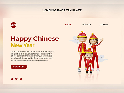 3d Chinese New Year Character Landing Page Template 3d 3d modelling 3d render blender branding design graphic design illustration interface render ui web