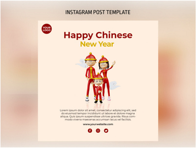 3D Chinese New Year Character Instagram Post Template instagram