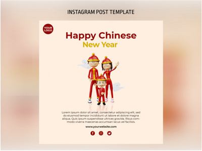 3D Chinese New Year Character Instagram Post Template